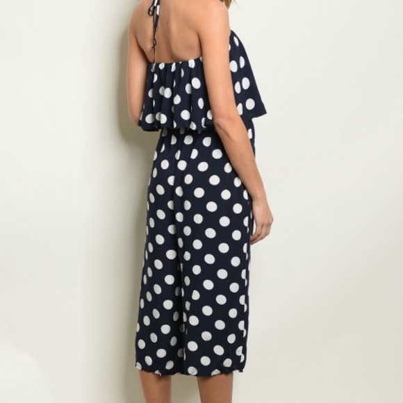 ⬇️LOVE IN NAVY WHITE WITH POLKA DOTS JUMPSUIT - Picture 2 of 2